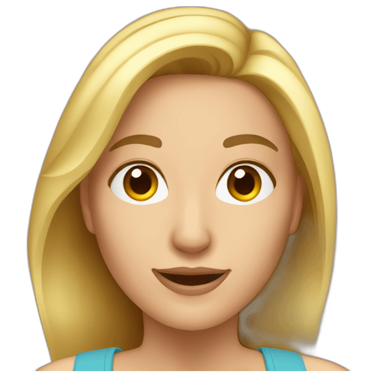 caucasian woman doing a selfie emoji