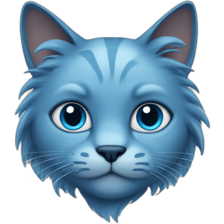 Blue Cat with long hair emoji