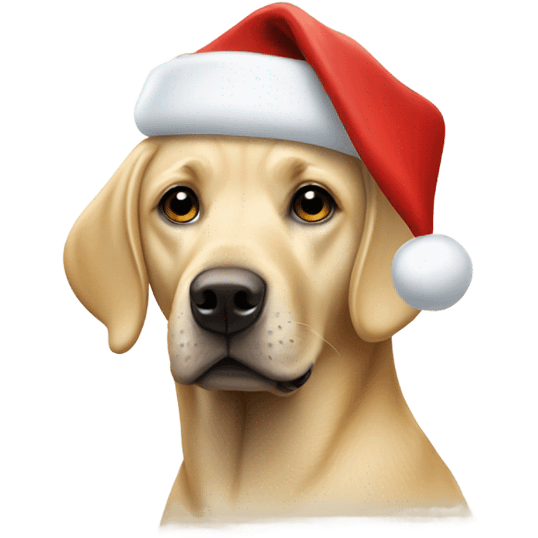 Blonde Labrador wearing a Santa hat emoji