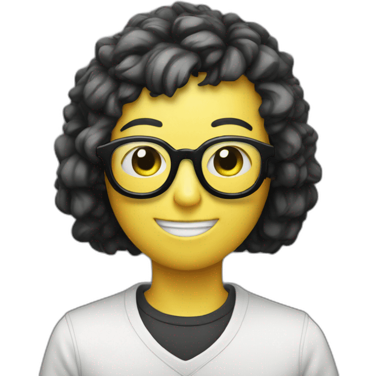 chatbot with glasses holding a book is black emoji