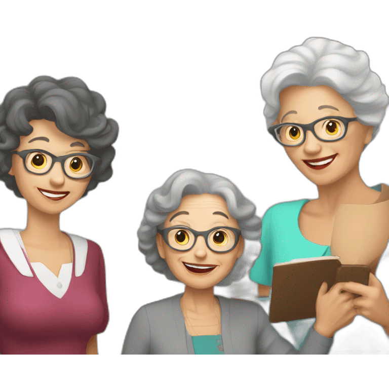 Classmates Reunion with older lady teacher emoji