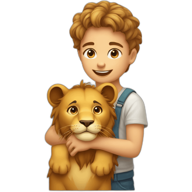 Enfant avec son chat son lion son chien sa panthère emoji