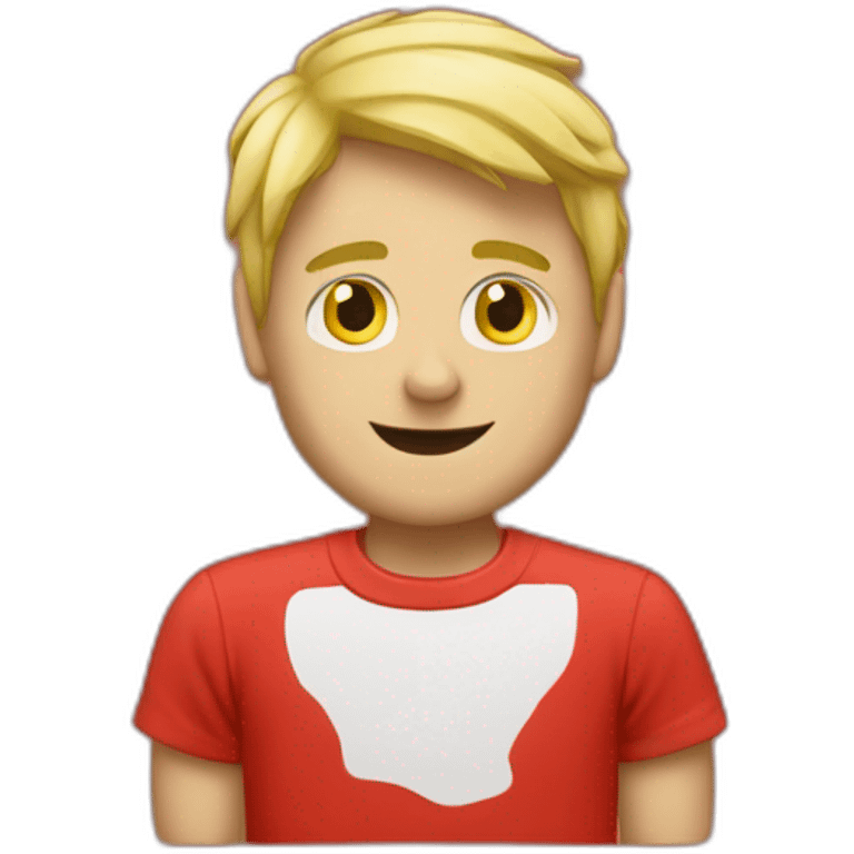 Blond guy with red tshirt with letters MAPFRE  emoji