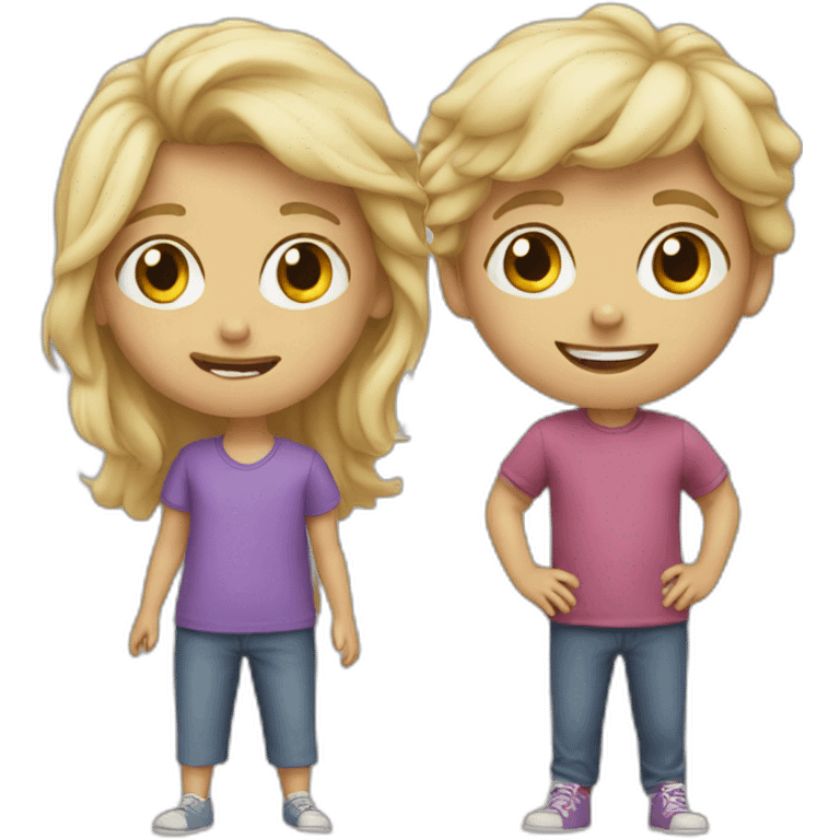 Two crazy children emoji