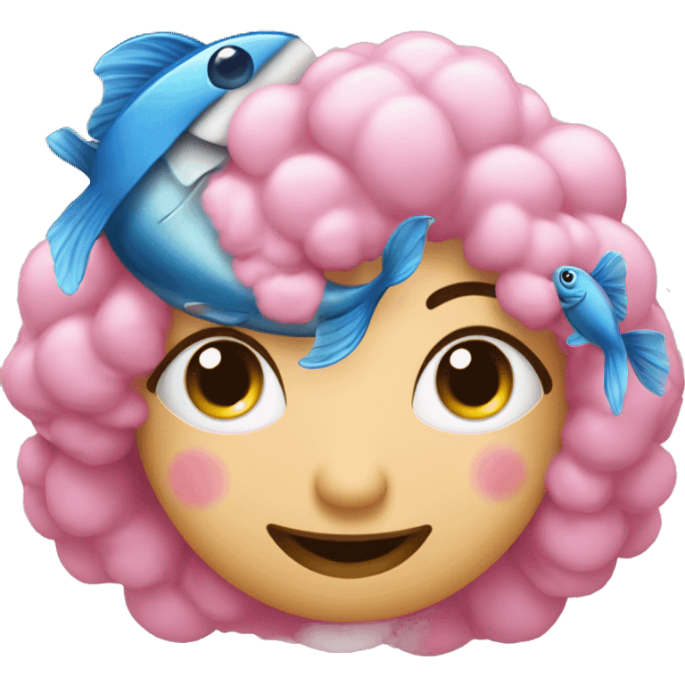 pesce rosa con i capelli blu dorme su un albero in sardegna emoji