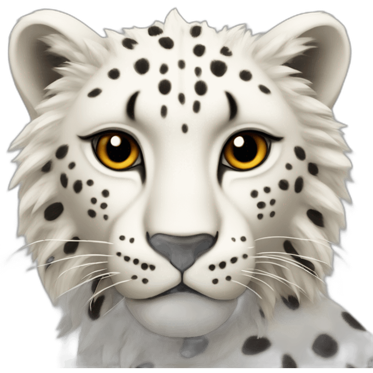 white cheetah with a black lion mane of wool emoji