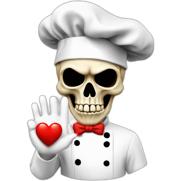 skull with chef hat blowing a kiss with heart and ok sign hand emoji