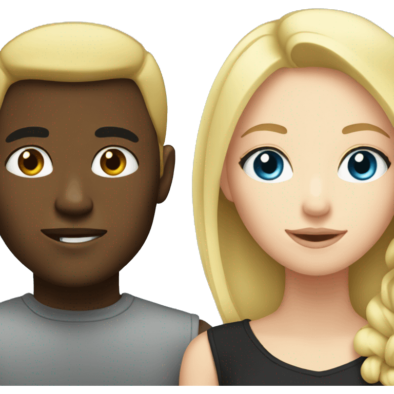 Blonde girl blue eyes with Black guy  emoji