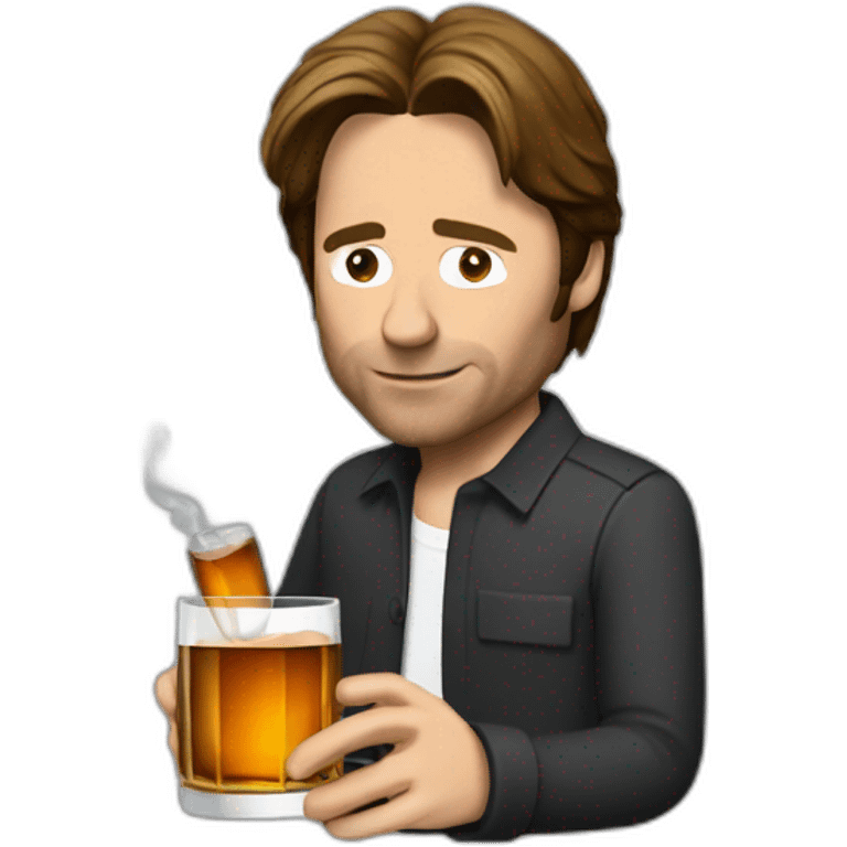 hank moody holds a glass of whisky and cigarettes emoji