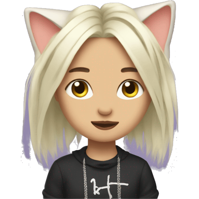 A kitty with billie eilish hair emoji