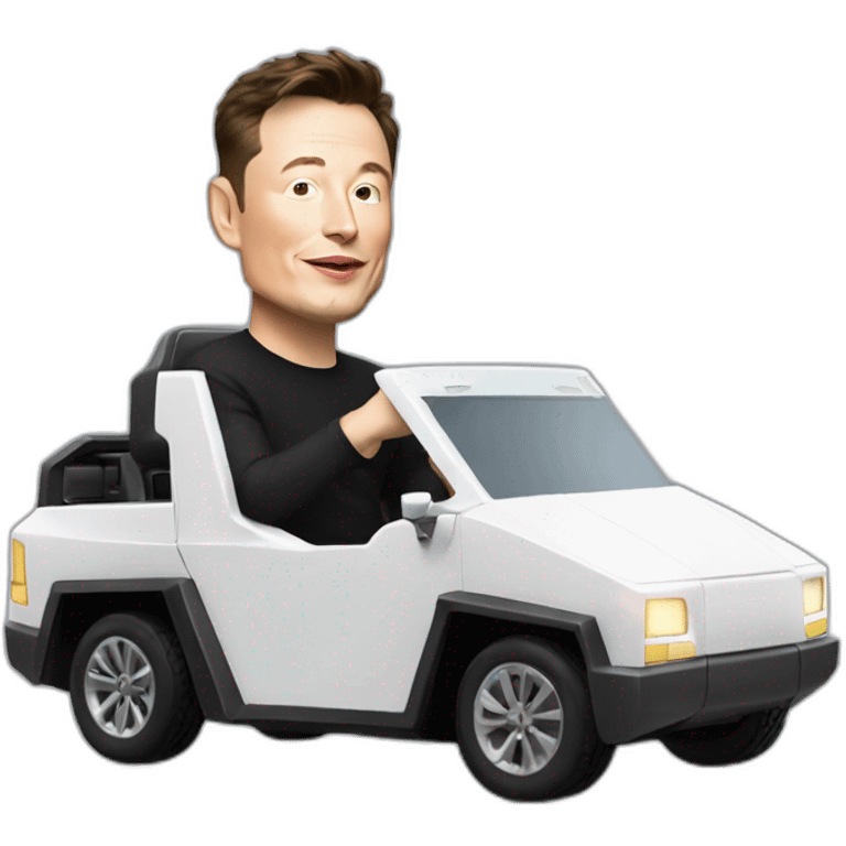 Elon musk riding in a Tesla cyber truck  emoji