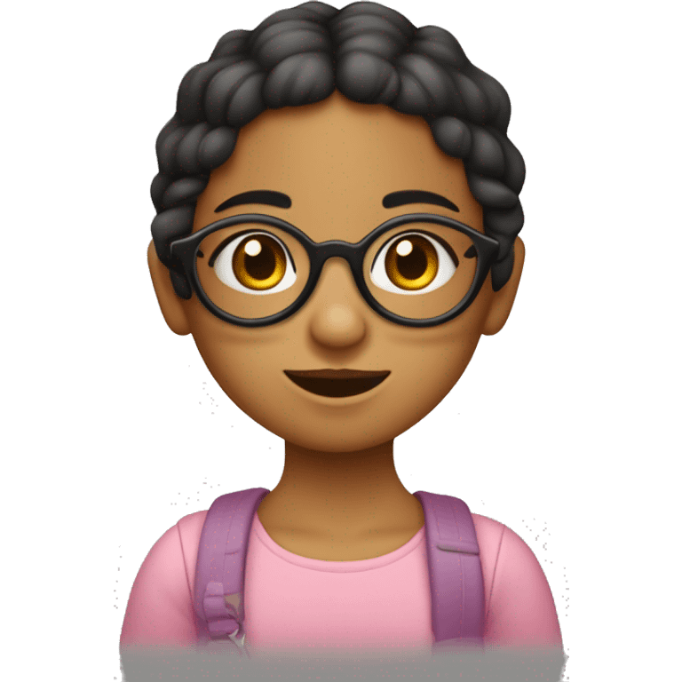 niña con gafas y morena. LLeva coleta baja emoji