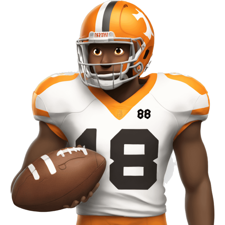 Tennessee volunteers football player holding football with helmet on and jersey with the number eight emoji