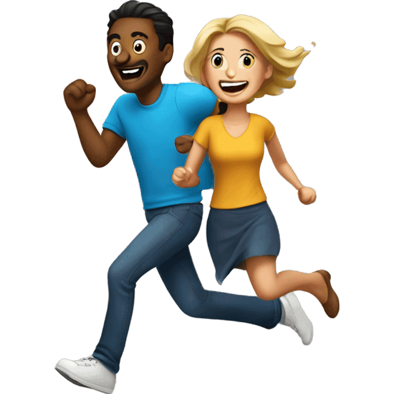 happy man being chased by woman emoji