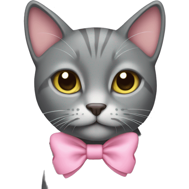 grey cat with pink bow emoji