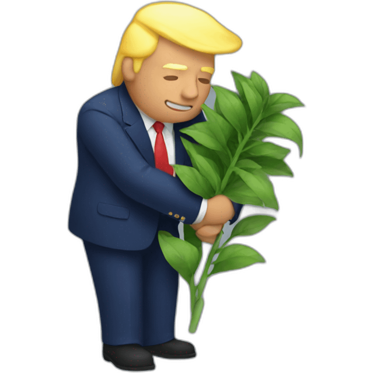 trump hugging a plant emoji