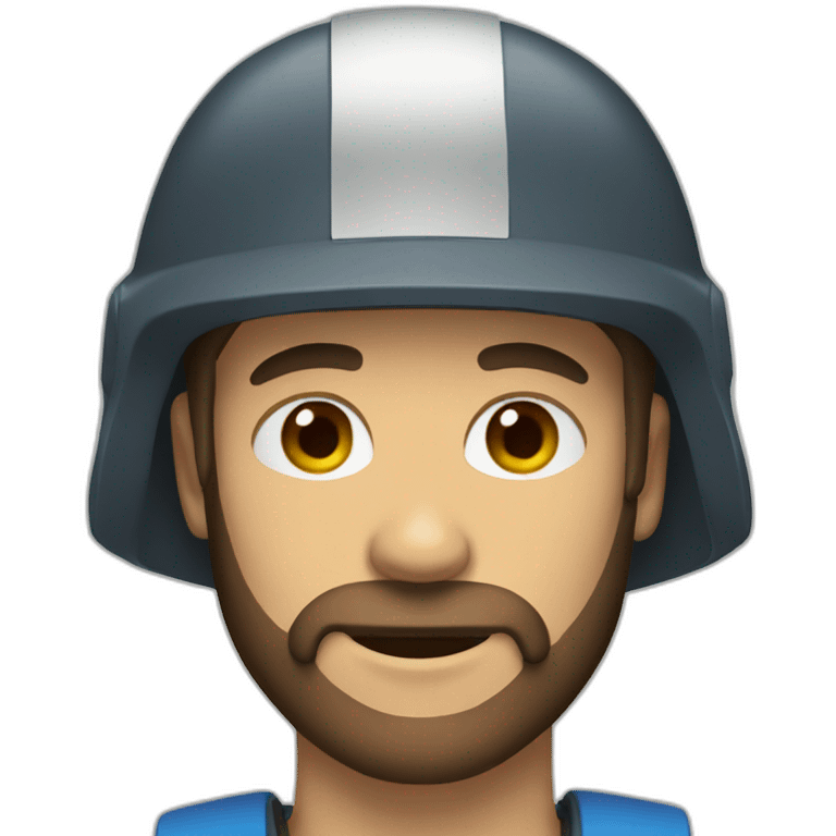 face of a man with a brown beard and a helmet emoji