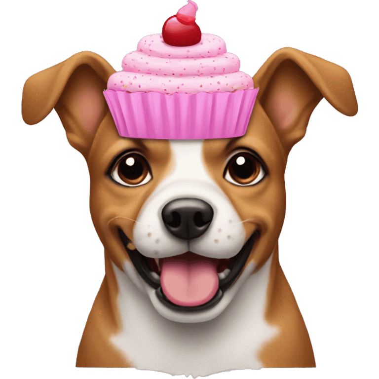 A dog wearing a cupcake  emoji