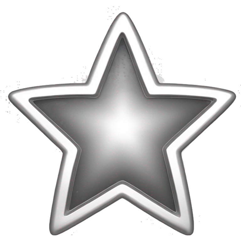 Create a silver star emoji identical to the classic gold star emoji (⭐️). It should match the same size, shape, and smooth shading, but in metallic silver. Keep the design simple and glossy, just like the original Apple star emoji. Rounded ends emoji