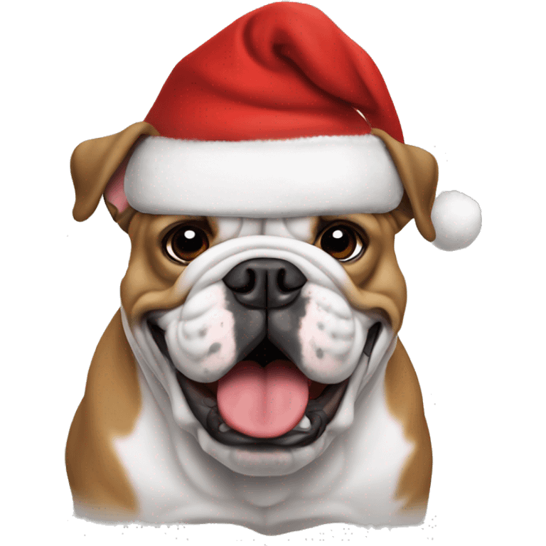 Bulldog with Santa hat emoji