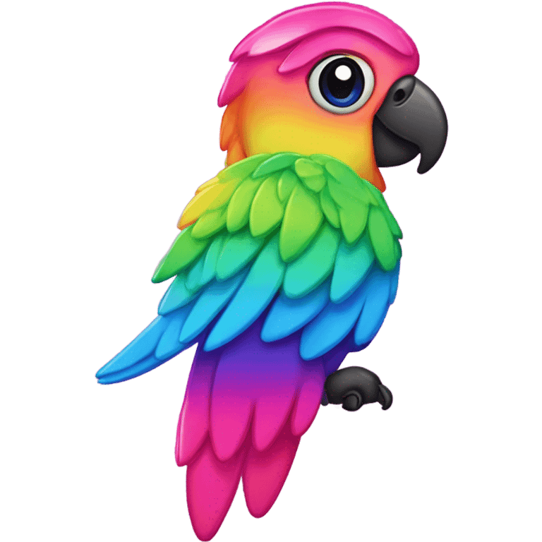 Lisa frank rainbow sparkly pink parrot  emoji