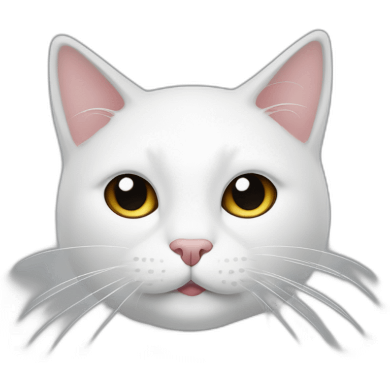 Gato color blanco con una linea negra en su cara de lado derecho emoji