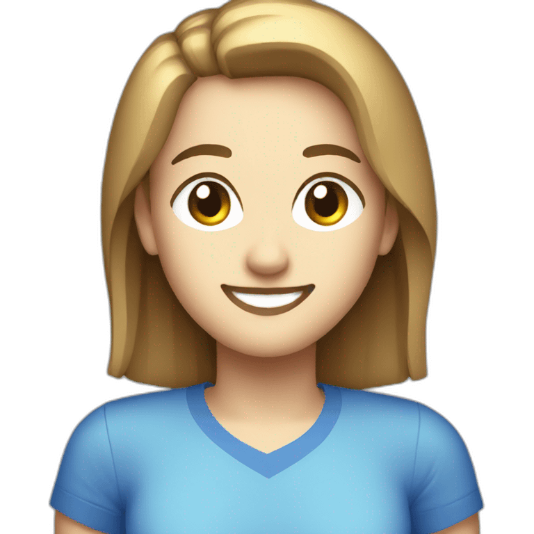 smiling girl with blue shirt flat pixelated 8-Bit emoji