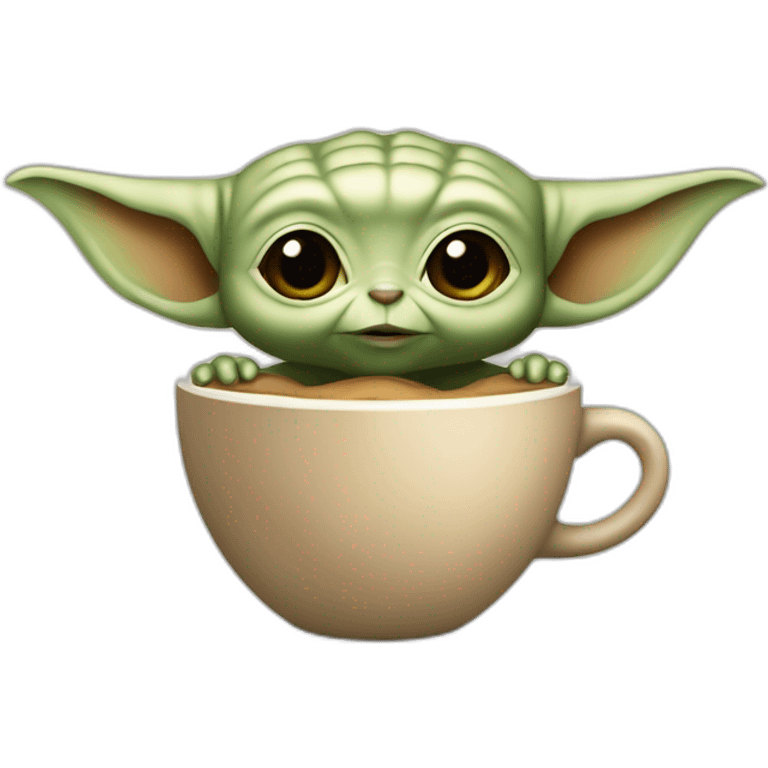 Bébé Yoda qui bois un cafee emoji