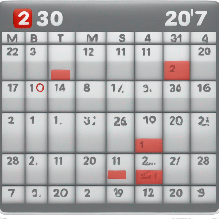 Table calendar with grey and red squares instead of days emoji