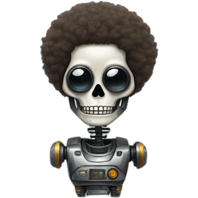 robot skull with afro hair emoji