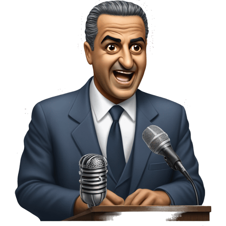 Gamal Abdel Nasser photorealistic speaking in microphone emoji