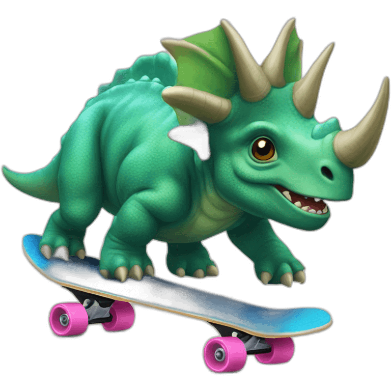 Triceratops qui fait du skate emoji