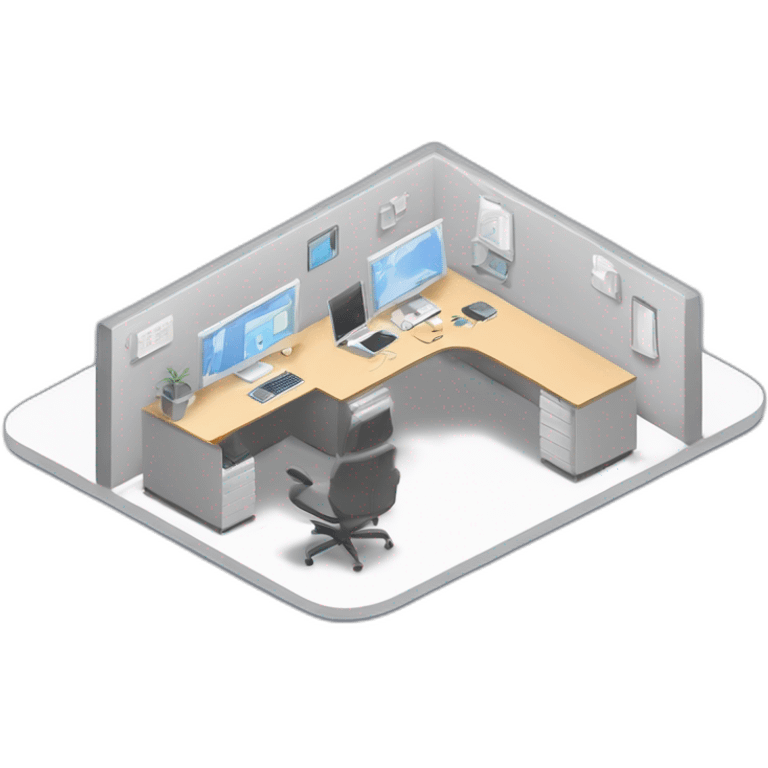 128x128 isometric square solid outline border containing indoor creative start-up office people active working computer simple clean workspace #edc31b emoji