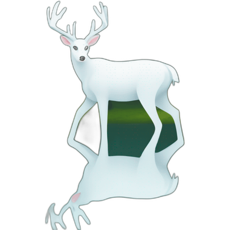 white deer reflected in the forest emoji