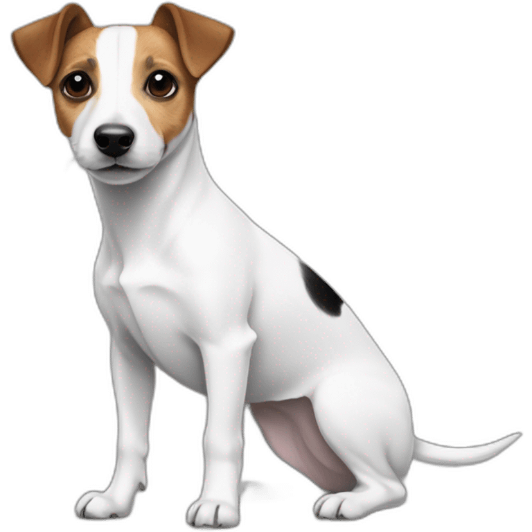 Jack Russell Terrier with a black spot one ear is standing the other is lying emoji