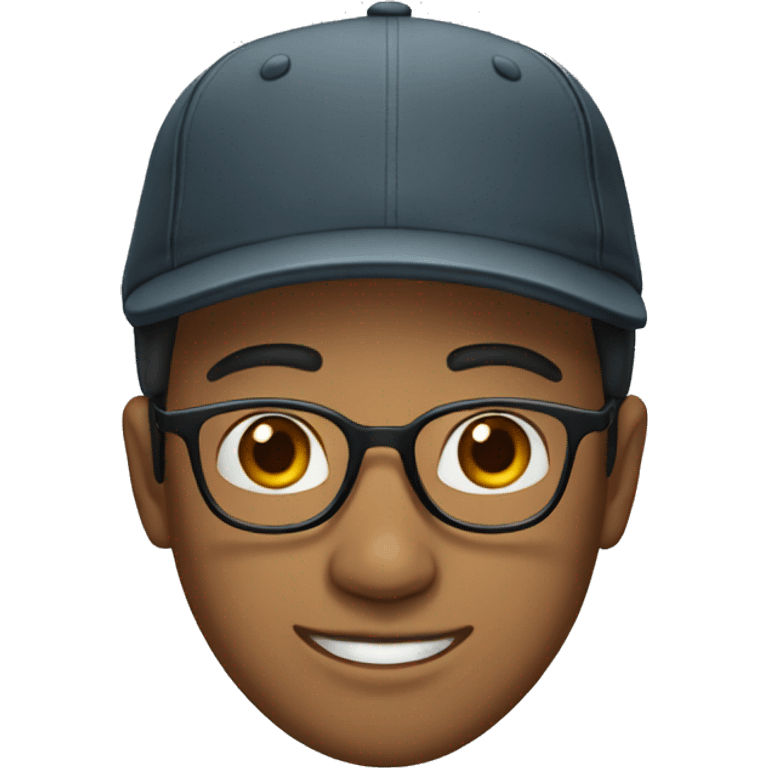 A slightly brown young man wearing glasses and a cap emoji