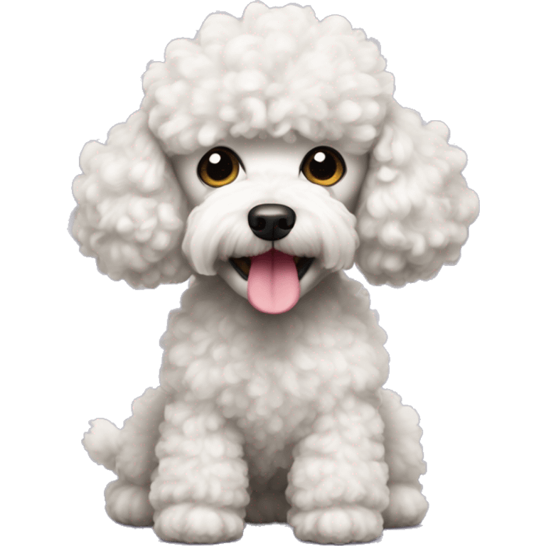 Poodle dog with fluffy hair holding a toy in its mouth emoji