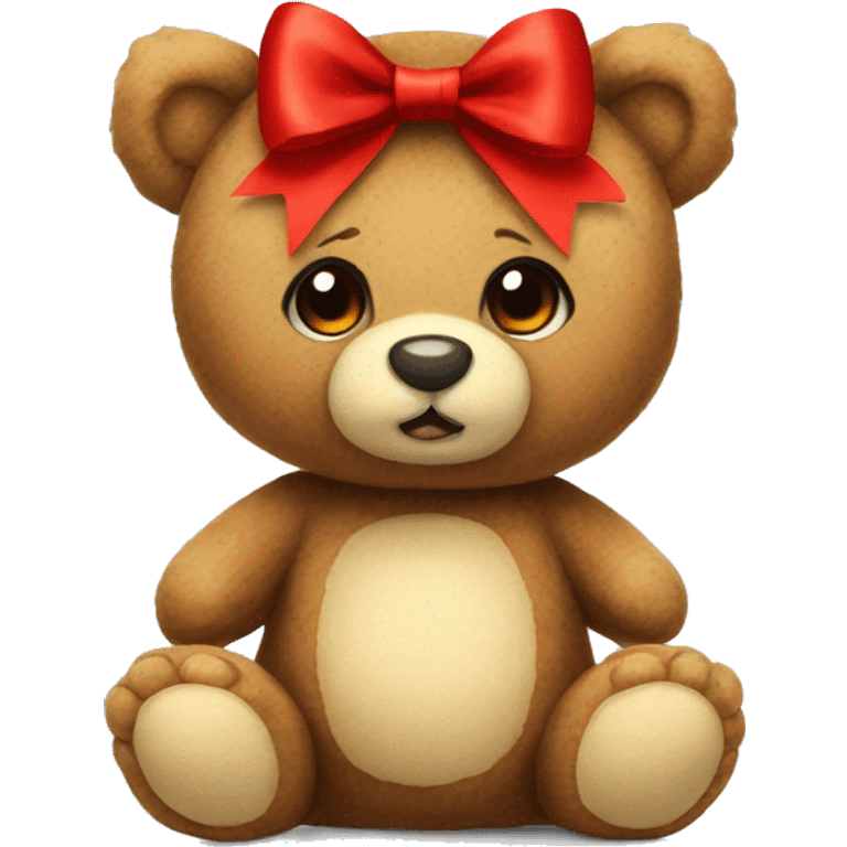 Cute bear stuffed animal with red bow emoji