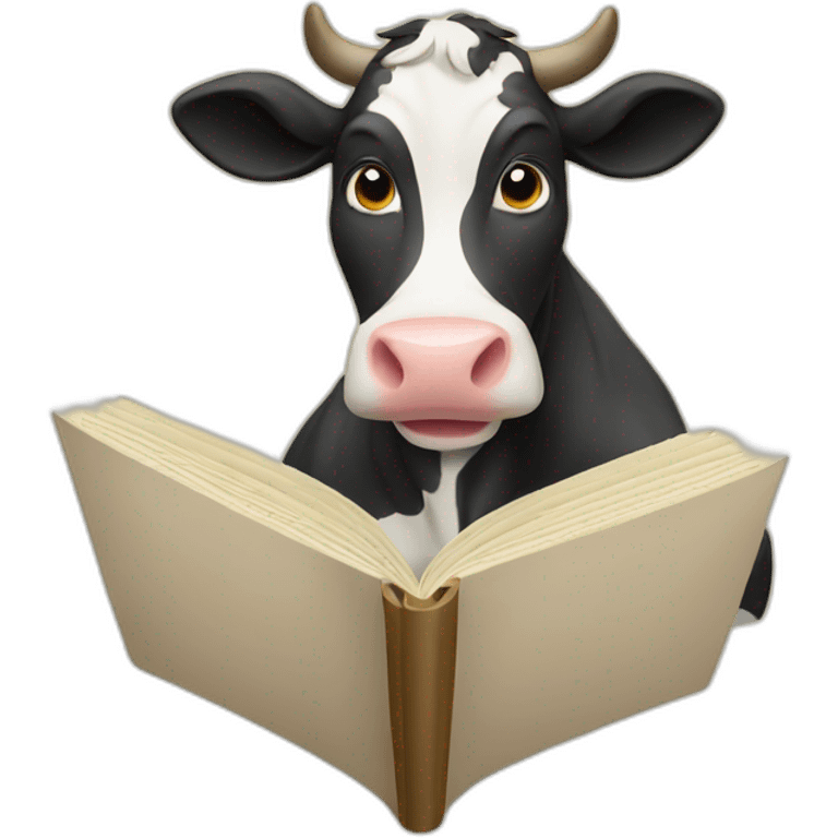 Cow reading emoji