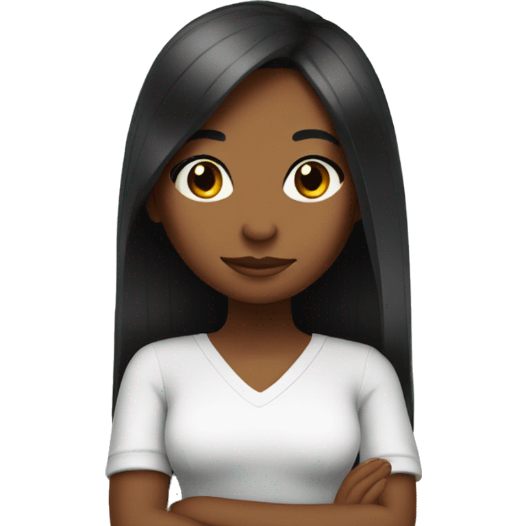 Brown skin girl with straight black hair holding fruits emoji