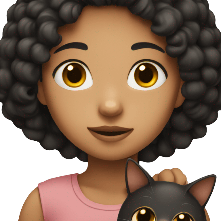 Girl with black hair with brown cat emoji