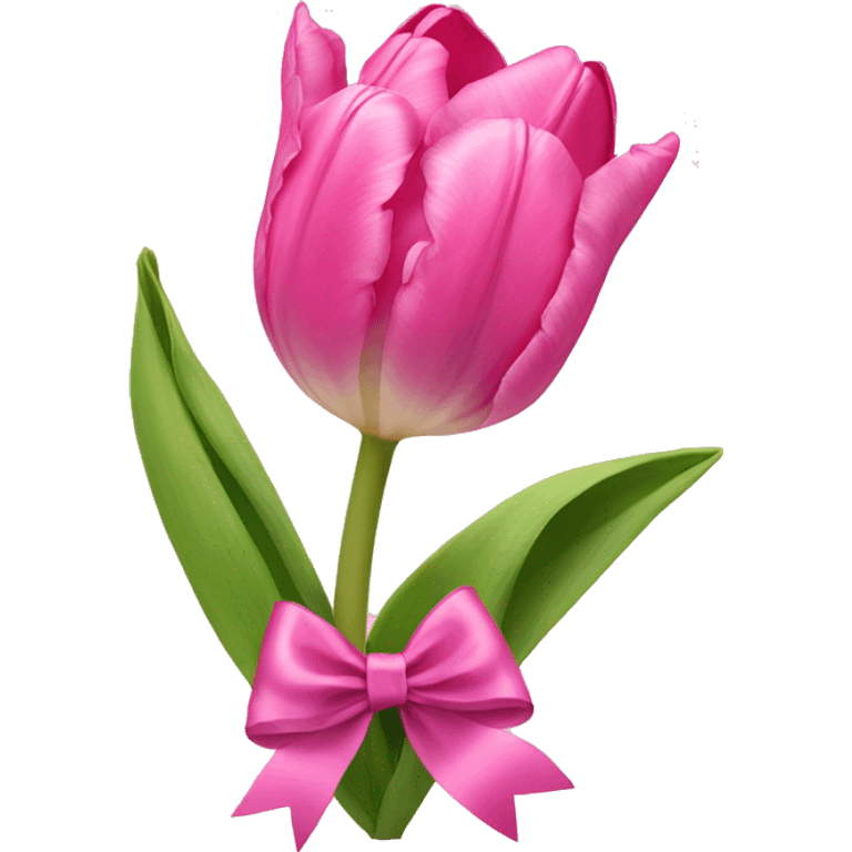 Pink tulips with a bow emoji