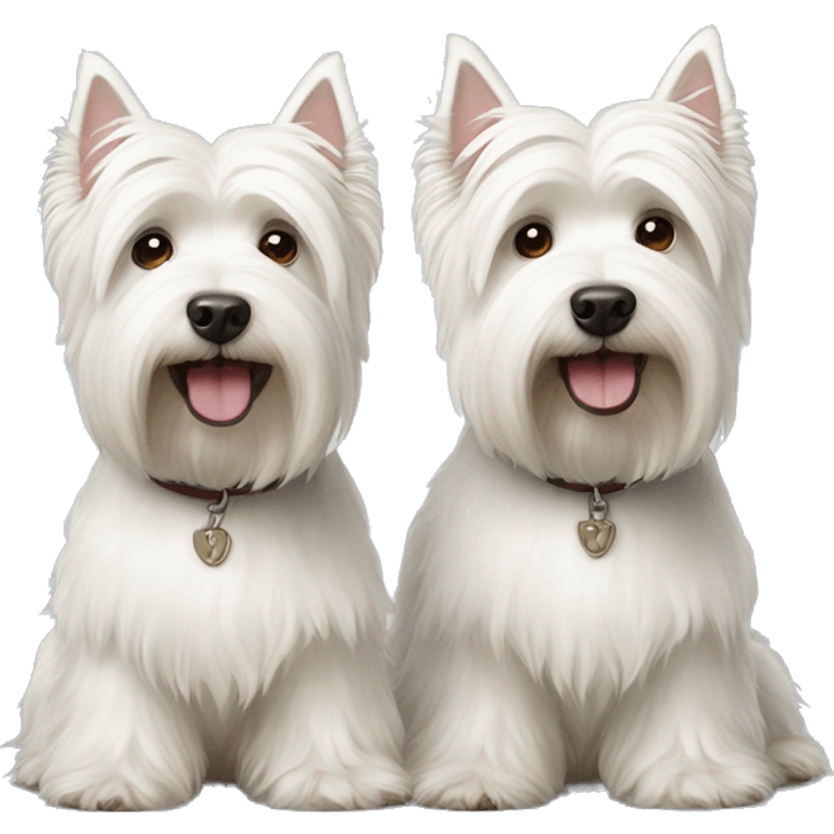 Two white highland terriers of different sizes emoji