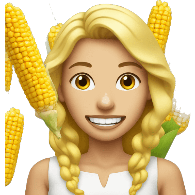 Blonde lady with corn kernels for teeth emoji