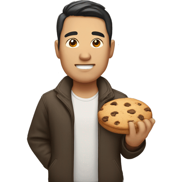 Heavy Asian man with cookies  emoji