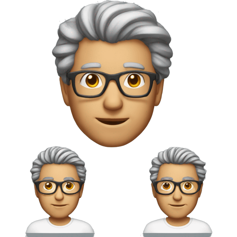 homem 60 anos, cabelo curto, grisalho, óculos emoji