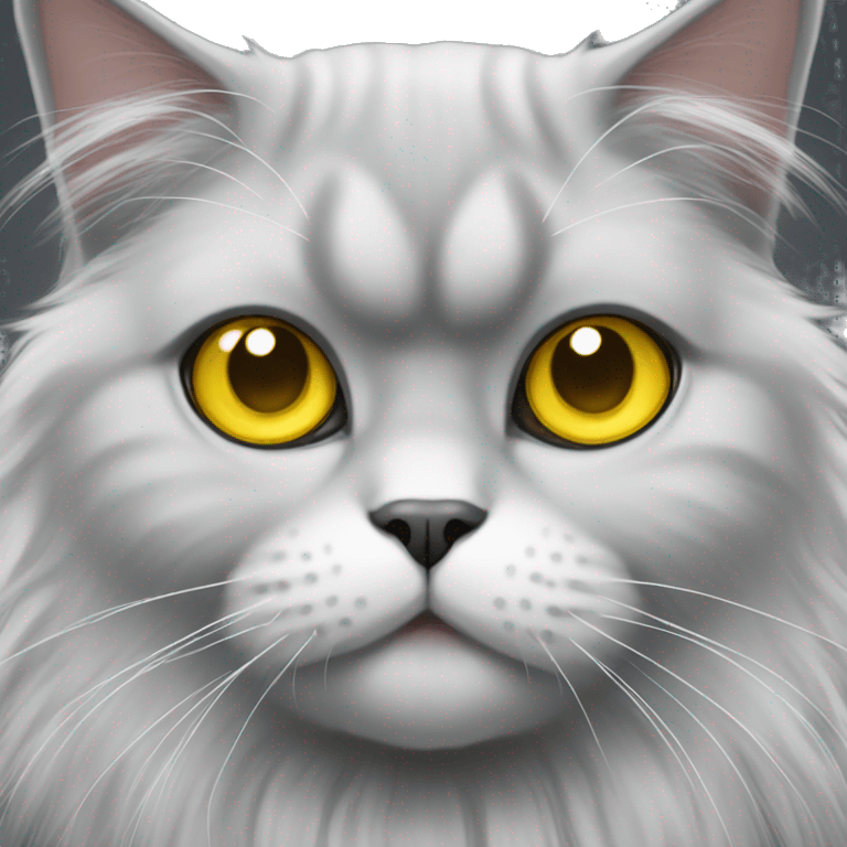 Persian cat with yellow eyes and white and gray fur emoji