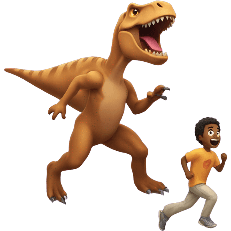 Kevin heart running from a trex emoji