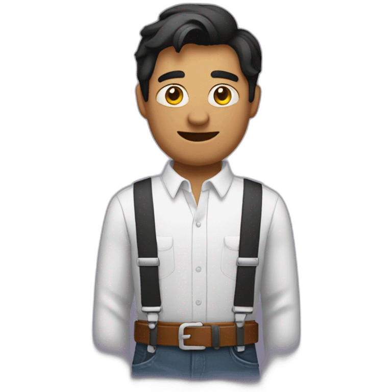 person wearing barrel with suspenders emoji