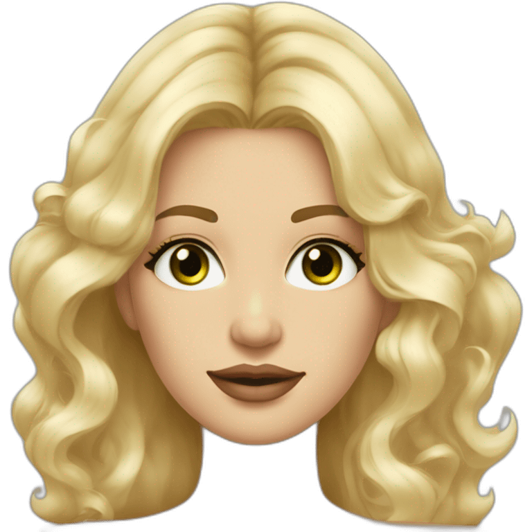 femme grande cheveux aux epaules blonds les yeux verts et les levres epaisses emoji